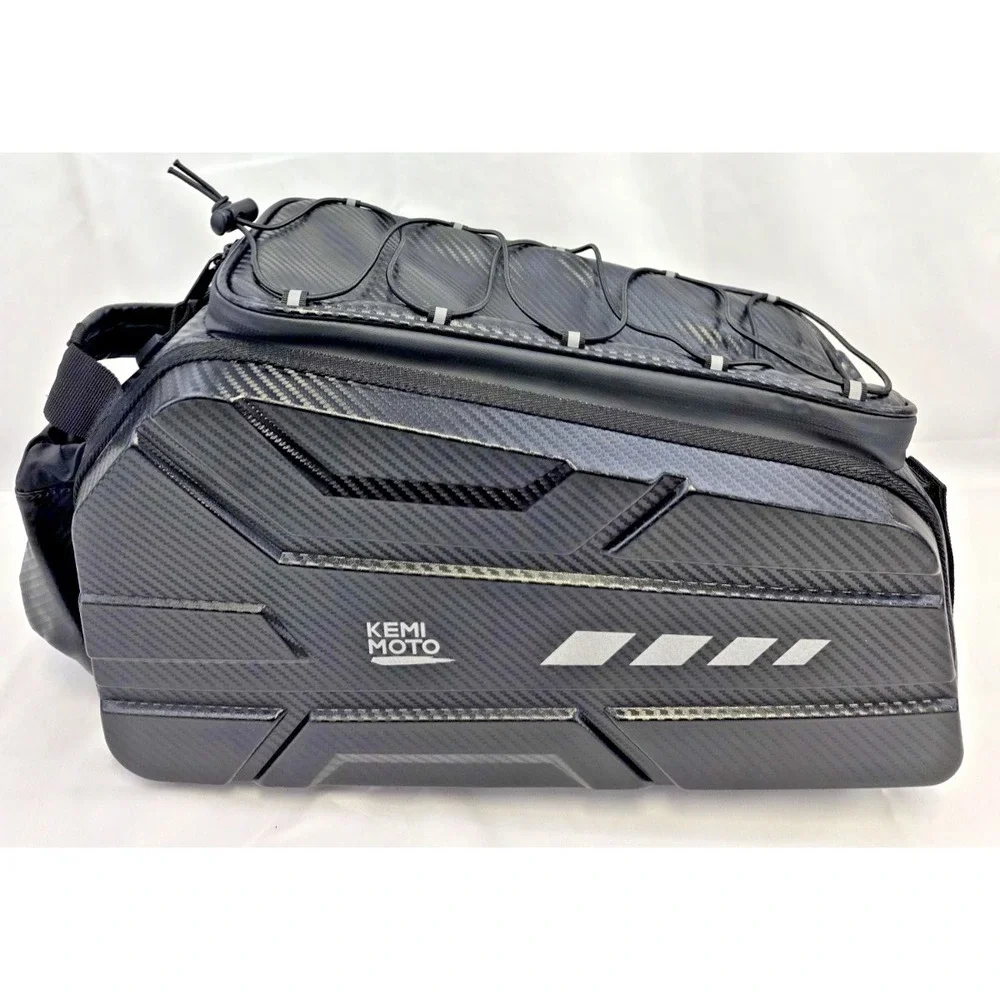 Kemimoto 15L Hard Shell Rear Rack Bag Carbon Fiber w/Rain Cover 19x11x8